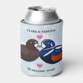 Harlequin Ducks Lovebirds Any Year Anniversary 缶クーラー (缶正面)