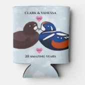 Harlequin Ducks Lovebirds Any Year Anniversary 缶クーラー (正面)