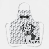 Harlequin Great Daneかわいい漫画の犬と名前 エプロン (正面)
