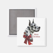Harlequin Great Daneクリスマスプレゼント マグネット (正面/裏面)