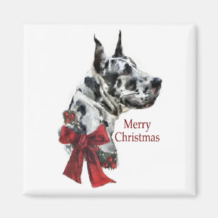Harlequin Great Daneクリスマスプレゼント マグネット