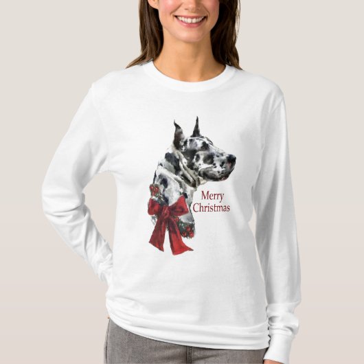 Harlequin Great Daneクリスマスプレゼント Tシャツ (正面)