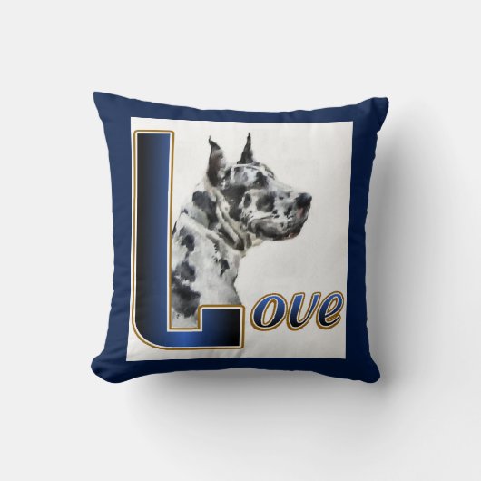 Harlequin Great Dane Art Gives クッション (正面)