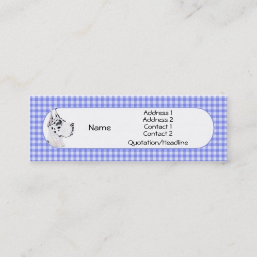 Harlequin Great Dane Blueチェックプロファイルカード スキニー名刺 (正面)
