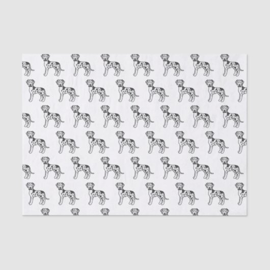 Harlequin Great Dane Cute Cartoon Dog Pattern 薄葉紙 (正面)