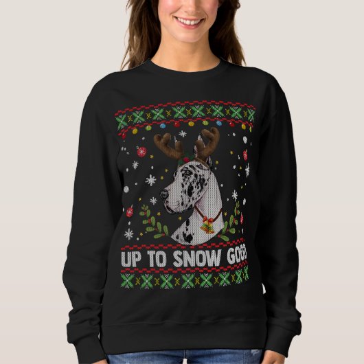 Harlequin Great Dane Dog Reindeer醜いクリスマスS スウェットシャツ (正面)