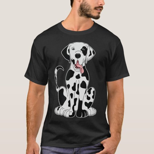 Harlequin Great Dane Shirt 男性へ Women Dog Lover Tシャツ (正面)