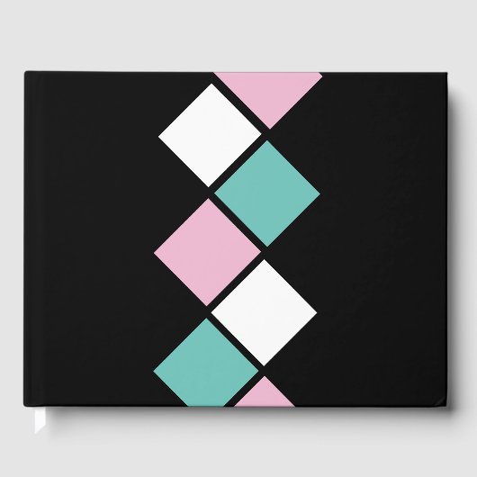 Harlequin Guest Book （ブラック、アクア&ピンク） ゲストブック (正面)
