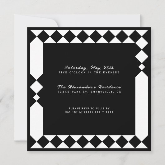 Harlequin Pattern大人ANY誕生日パーティー 招待状 (裏面)