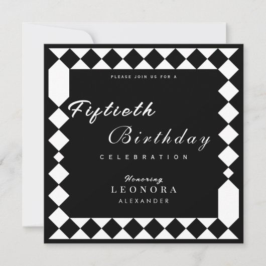 Harlequin Pattern大人ANY誕生日パーティー 招待状 (正面)