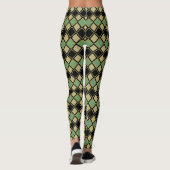 Harlequin Pattern in Gold, Green, and Black  レギンス (裏面)
