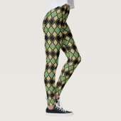Harlequin Pattern in Gold, Green, and Black  レギンス (右)