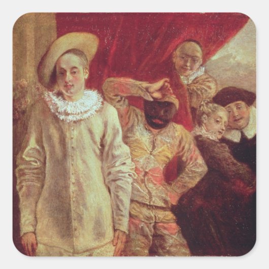 Harlequin, Pierrot and Scapin, Actors from the Com スクエアシール (正面)