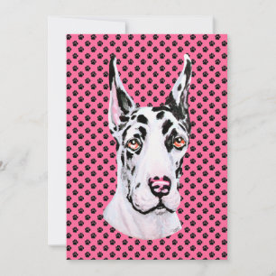 Harlequin Pup Pinkクロップドイベントまたはパーティー 招待状