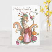 Harlequin Quartz Dragon (Gemini) -誕生日カード カード (黄色い花)