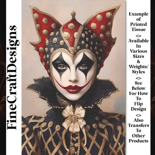 Harlequin Red、金ゴールド、およびホワイト顔BT9の切り離し 薄葉紙