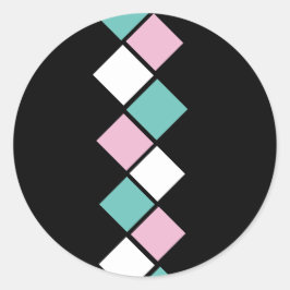 Harlequin Round Stickers （ブラック、アクア、ピンク） ラウンドシール