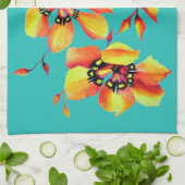 Harlequin Sparaxis Tricolor水色の花 キッチンタオル (折り畳み)