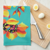 Harlequin Sparaxis Tricolor水色の花 キッチンタオル (四つ折り)