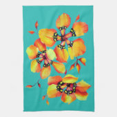 Harlequin Sparaxis Tricolor水色の花 キッチンタオル (縦)