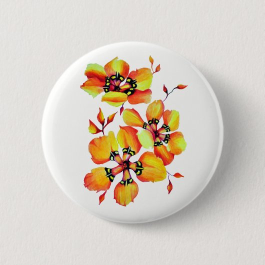 Harlequin Sparaxis Tricolor水色の花 缶バッジ (正面)