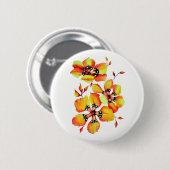 Harlequin Sparaxis Tricolor水色の花 缶バッジ (正面&裏面)