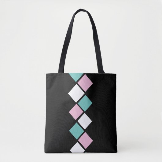 Harlequin Tote Bag （ブラック、アクア、ピンク） トートバッグ (正面)