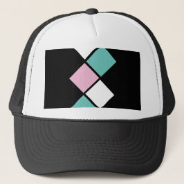 Harlequin Trucker Hat (Black, Aqua & Pink) キャップ