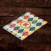 Harlequin Vintage Gold Red Green Monogram Argyle ノートブック