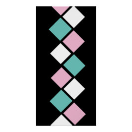 Harlequin Wall Poster (Black, Aqua & Pink) ポスター