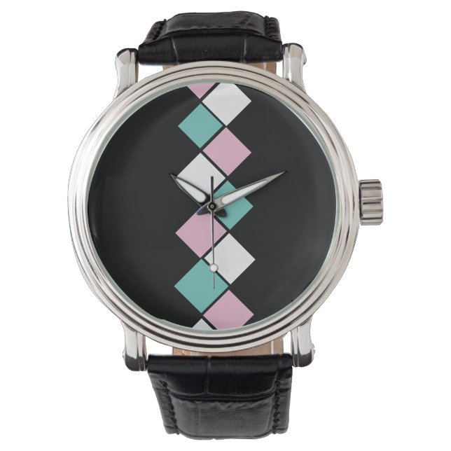 Harlequin Watch （ブラック、アクア、ピンク） 腕時計 (正面)