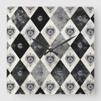 Harlequin with All-Seeings Eyes Wall Clock スクエア壁時計
