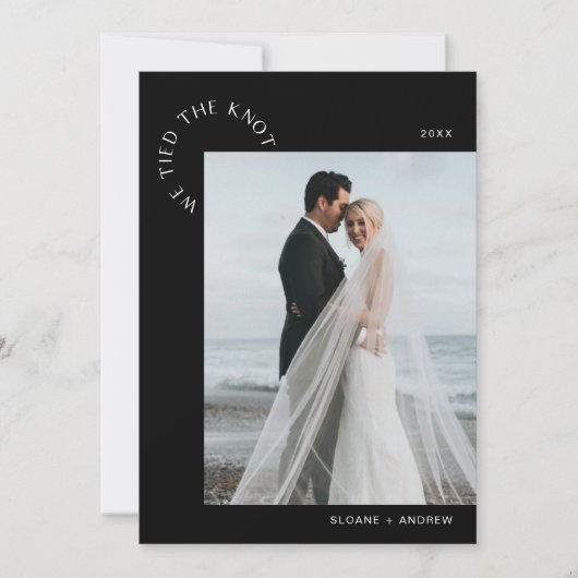 HARLOWの結婚駆け落ち私たちは結び目を結んだ – 黒 招待状 (正面)
