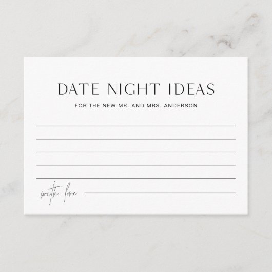 HARLOWデイトナイトアイディアブライダルシャワーカード エンクロージャーカード (正面)