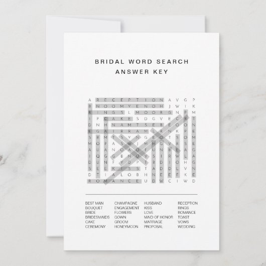 HARLOWブライダルシャワー単語検索ゲームカード 招待状 (裏面)