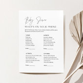 HARLOWベビーシャワーあなたの携帯のゲームカードに何が 招待状