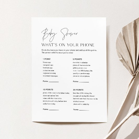HARLOWベビーシャワーあなたの携帯のゲームカードに何が 招待状