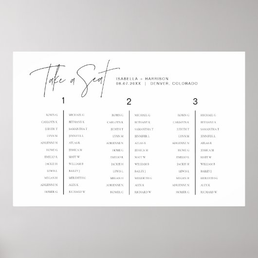 HARLOWミニマモダンリストの宴会テーブル席 ポスター (正面)