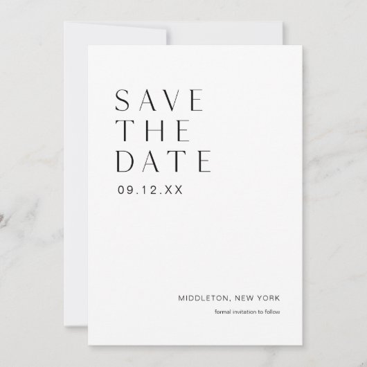 HARLOWミニマモダンリスト写真の日付を保存 招待状 (正面)