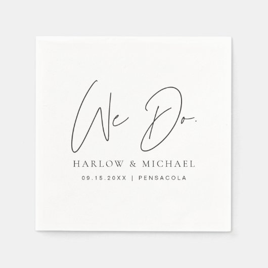 HARLOWミニマモダンリスト私たちは結婚する スタンダードカクテルナプキン (正面)