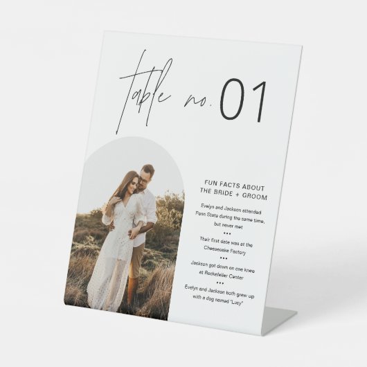 HARLOWミニマリストのテーブル番号(おもしろいファクト8x10) 台座サイン (正面)