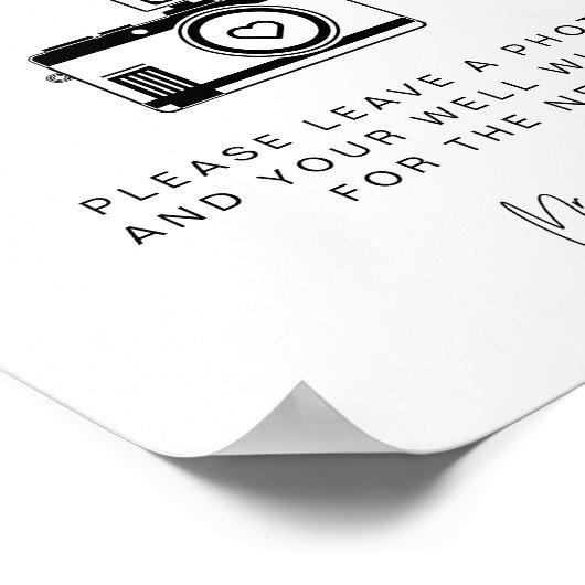 HARLOWミニマリスト写真ゲストブック結婚のサイン ポスター (角)