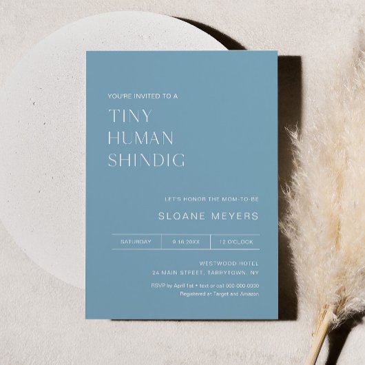 HARLOWミニマリスト赤ちゃんシャワー小さな人間の激動 招待状