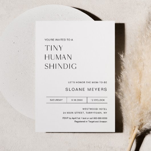 HARLOWミニマリスト赤ちゃんシャワー小さな人間の激動 招待状