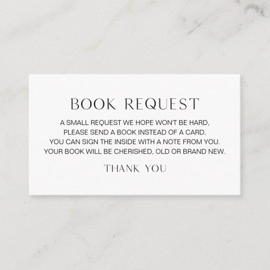 HARLOWミニマルベビーブックの要求の挿入 エンクロージャーカード (正面)