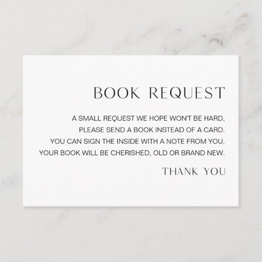 HARLOWミニマルベビーブックの要求の挿入 エンクロージャーカード (正面)