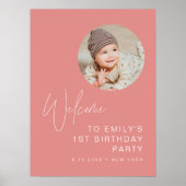 HARLOWミニマル誕生日フォトウェルカムサイン ポスター (正面)