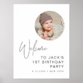 HARLOWミニマル誕生日フォトウェルカムサイン ポスター (正面)