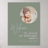 HARLOWミニマル誕生日フォトウェルカムサイン ポスター (正面)