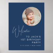 HARLOWミニマル誕生日フォトウェルカムサイン ポスター (正面)